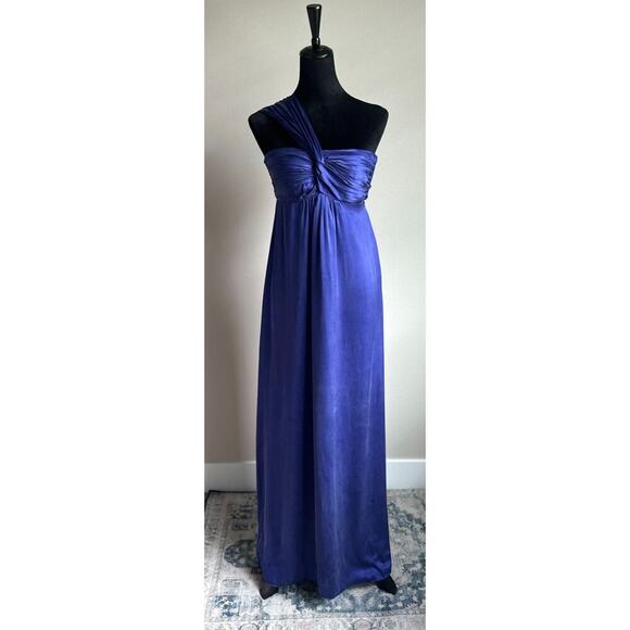 BANANA REPUBLIC Women's Silk Blue Empire Waist Asymmetric Neckline Gown Size 0